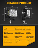 V-MAX Series | 5 Inch 168W 16440LM Combo Beam Side Shooter LED Square Pod Lights with Amber DRL