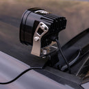 Black off-road light mounted on a vehicle