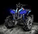Can-Am Renegade with blue LED Surface Mount Headlight Halos installed.