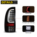 Winjet 2005-2015 Toyota Tacoma LED Sequential Tail Light w/Yellow Turn Signal - Glossy Black / Clear