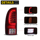 Winjet 2005-2015 Toyota Tacoma LED Tail Light w/Yellow Turn Signal Light - Chrome / Red