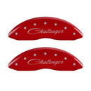 MGP 4 Caliper Covers Engraved Front & Rear Cursive/Challenger Red finish silver ch