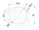 Diagram of 100mm 20W Driving Beam LED Emitter with measurements.