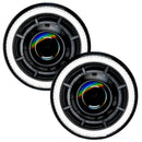 Oculus™ 7" Bi-LED Projector Headlights for Jeep Wrangler JK with white halos.