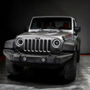 Front view of Jeep Wrangler JK with 7" Oculus Switchback Headlights.