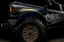 Low shot of fiber optic wheel liner kit installed with blue LED lighting.