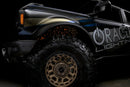 Low shot of fiber optic wheel liner kit installed with amber LED lighting.