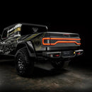 Three quarters view of Jeep Gladiator JT with Racetrack Tailgate DRL on