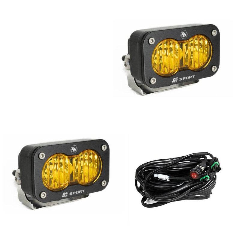 Baja Designs S2 Sport Black LED Auxiliary Light Pod Pair - Amber Wide Cornering