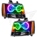 2007-2014 Chevrolet Tahoe Pre-Assembled Halo Headlights with ColorSHIFT LED halo rings.
