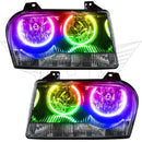 Chrysler 300 headlights with ColorSHIFT halo rings.