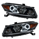 Honda Accord Coupe headlights with white LED halo rings.