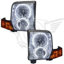 2006-2010 Jeep Commander Pre-Assembled Halo Headlights with white LED halo rings.