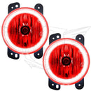 Jeep Wrangler JK fog lights with red LED halo rings.