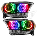 2011-2013 Dodge Durango Pre-Assembled Halo Headlights Non-HID - Black Housing with ColorSHIFT LED halo rings.