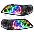 Lincoln Town Car headlights with ColorSHIFT LED halo rings.
