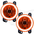 Jeep Wrangler JK fog lights with amber LED halo rings.