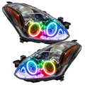 2010-2012 Nissan Altima Coupe Pre-Assembled Halo Headlights with ColorSHIFT LED halo rings.