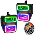 2008-2010 Ford F-250/F-350 Super Duty Pre-Assembled Halo Headlights - Black with RF Controller.
