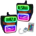 2008-2010 Ford F-250/F-350 Super Duty Pre-Assembled Halo Headlights - Black with Simple Controller.