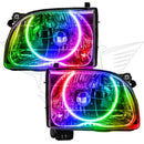 2001-2004 Toyota Tacoma Pre-Assembled Halo Headlights with RGB LED halo rings.