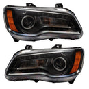 2011-2014 Chrysler 300C NON HID Pre-Assembled Headlights - Black Housing - ColorSHIFT DRL