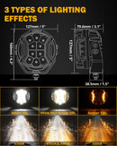 V-ULTRA Series | 5 Inch 172W LED Side Shooter White Pod Lights with Amber DRL