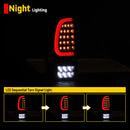 Winjet 2005-2015 Toyota Tacoma LED Sequential Tail Light w/Yellow Turn Signal - Glossy Black / Clear