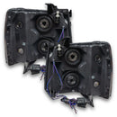 Rear view of 2007-2013 Chevrolet Silverado Pre-Assembled LED Square Style Halo Headlights - (Chrome Housing)