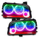 2005-2010 Dodge Charger Pre-Assembled Headlights - Non HID - Triple Halo with rainbow halos.
