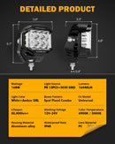 V-MAX Series | 5 Inch 168W 16440LM Combo Beam Side Shooter LED Round Pod Lights with Amber DRL