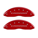MGP 4 Caliper Covers Engraved Front & Rear Gen 5/Camaro Red finish silver ch