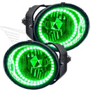 2001-2002 Nissan Frontier Pre-Assembled Fog Lights with green LED halo rings.