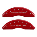 MGP 4 Caliper Covers Engraved Front & Rear C6/Corvette Red finish silver ch
