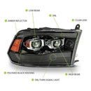 AlphaRex 09-18 Ram Truck MK II PRO-Series Halogen Projector Headlights Jet Black