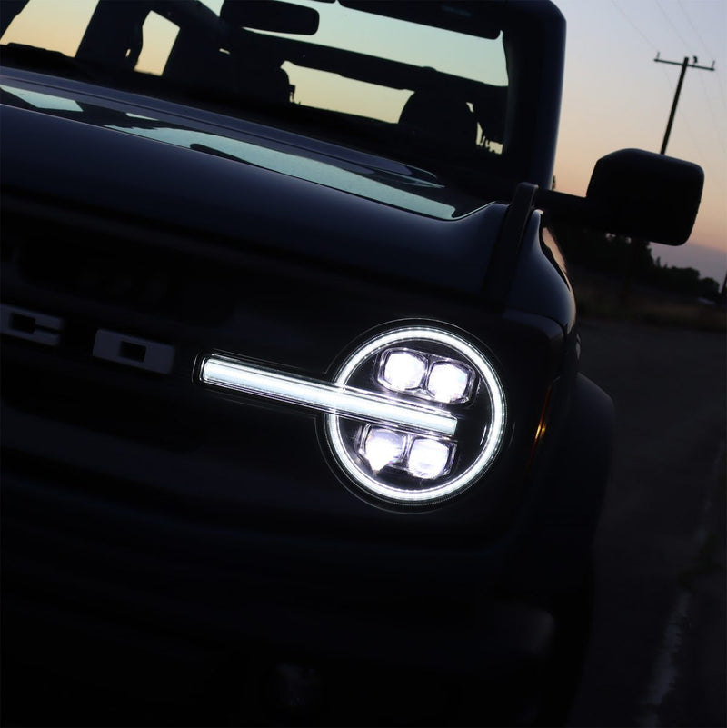 AlphaRex 21-23 Ford Bronco / 2022-23 Bronco Raptor NOVA-Series LED Projector Headlights Alpha-Black