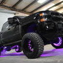 Black truck with purple LED wheel rings.