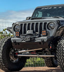RIVAL Front Aluminum Stubby Bumper 2018-2025 Jeep Wrangler JL including 392 2007-2018 Jeep Wrangler JK 2020-2025 Jeep Gladiator except Mojave