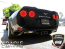 Rear view of C6 Corvette with tail light halos glowing