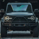 Front view of a Ford Bronco with Triple LED Fog Light Kit installed.