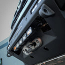 A close-up angle shot of an RTS Front Winch Bumper on a 2024 Toyota Tacoma.