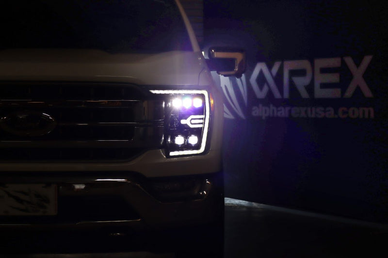 AlphaRex 21-23 Ford F150 / 21-23 Raptor NOVA-Series LED Projector Headlights Alpha-Black