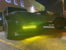 Multiple fog beam emitter modules installed on jeep bumper