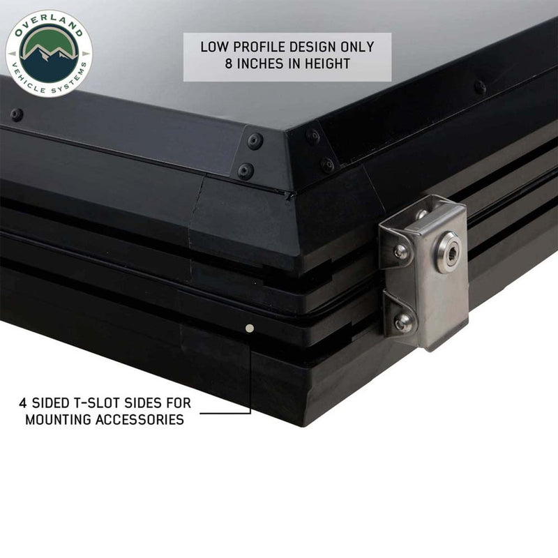 Overland Vehicle Systems HD Mamba Clam Shell Aluminum Hard Shell Roof Top Tent, Grey Body & Green Trim