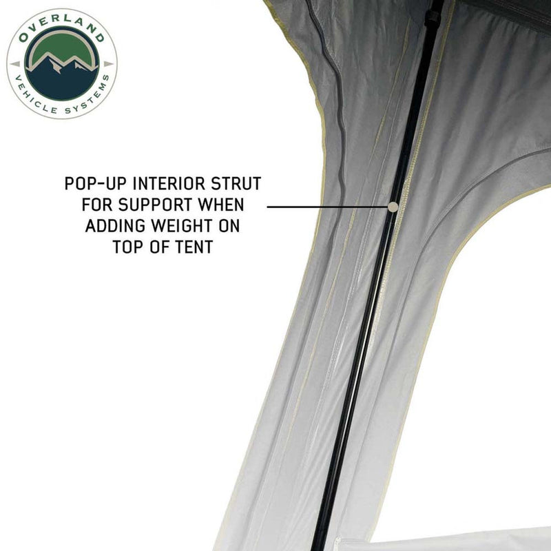 Overland Vehicle Systems HD Mamba Clam Shell Aluminum Hard Shell Roof Top Tent, Grey Body & Green Trim
