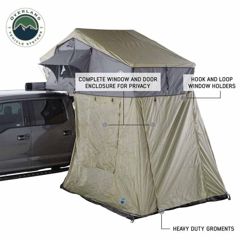 Overland Vehicle Systems HD Nomadic 2 Roof Top Tent Annex Green Base With Black Floor & Travel Cover