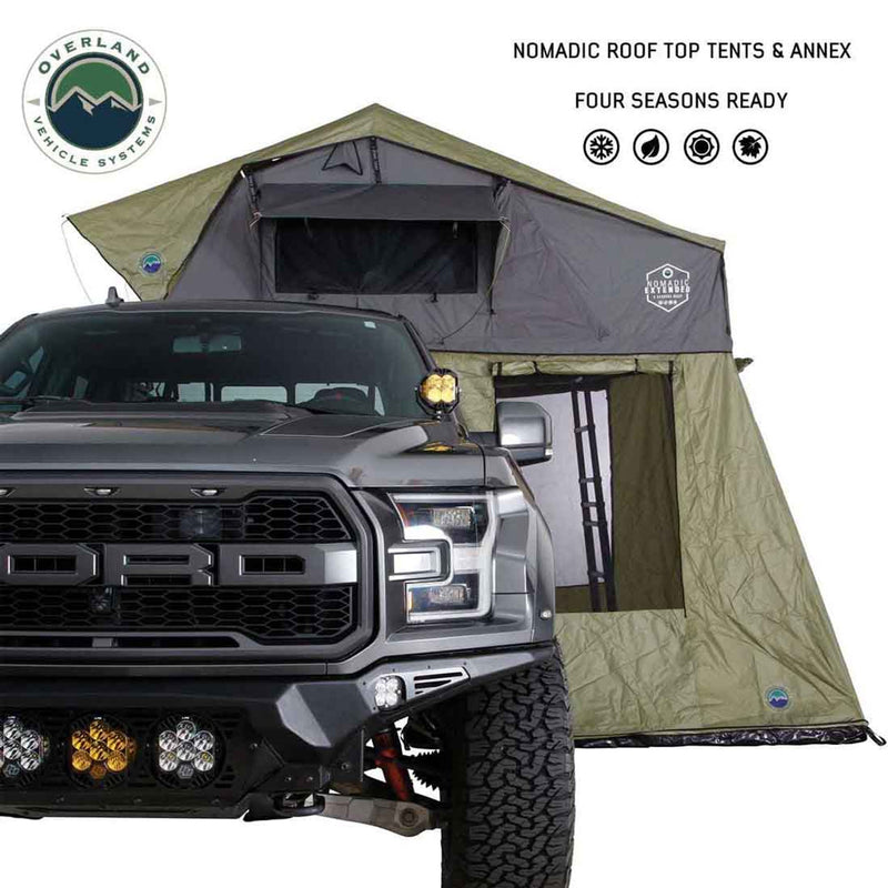 Overland Vehicle Systems HD Nomadic 2 Roof Top Tent Annex Green Base With Black Floor & Travel Cover