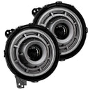 Front view of Oculus Headlights with Graphite Metallic bezels.