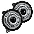 Front view of Oculus Headlights with Satin Silver bezels.