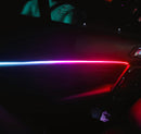 Dynamic ColorSHIFT 18-Piece Universal LED Interior Kit - Bluetooth Multi-Zone Lighting on car door with vibrant colors.